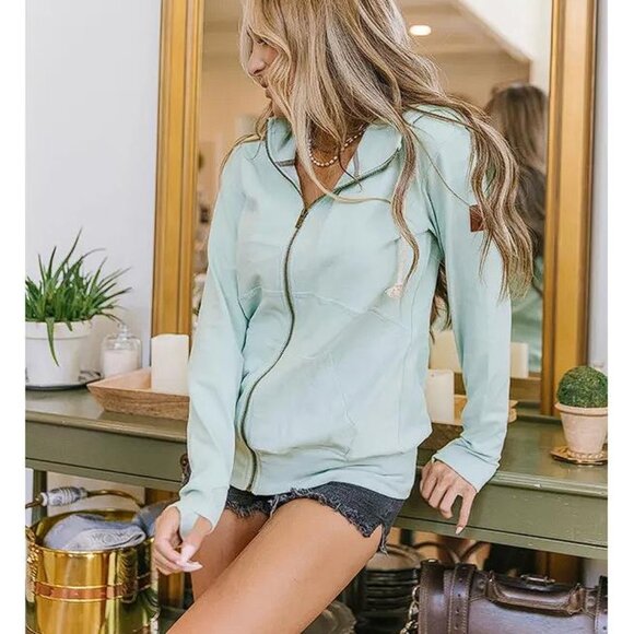 AMPERSAND AVENUE Women's FullZip Sweatshirt Size S In Seafoam - Picture 2 of 8